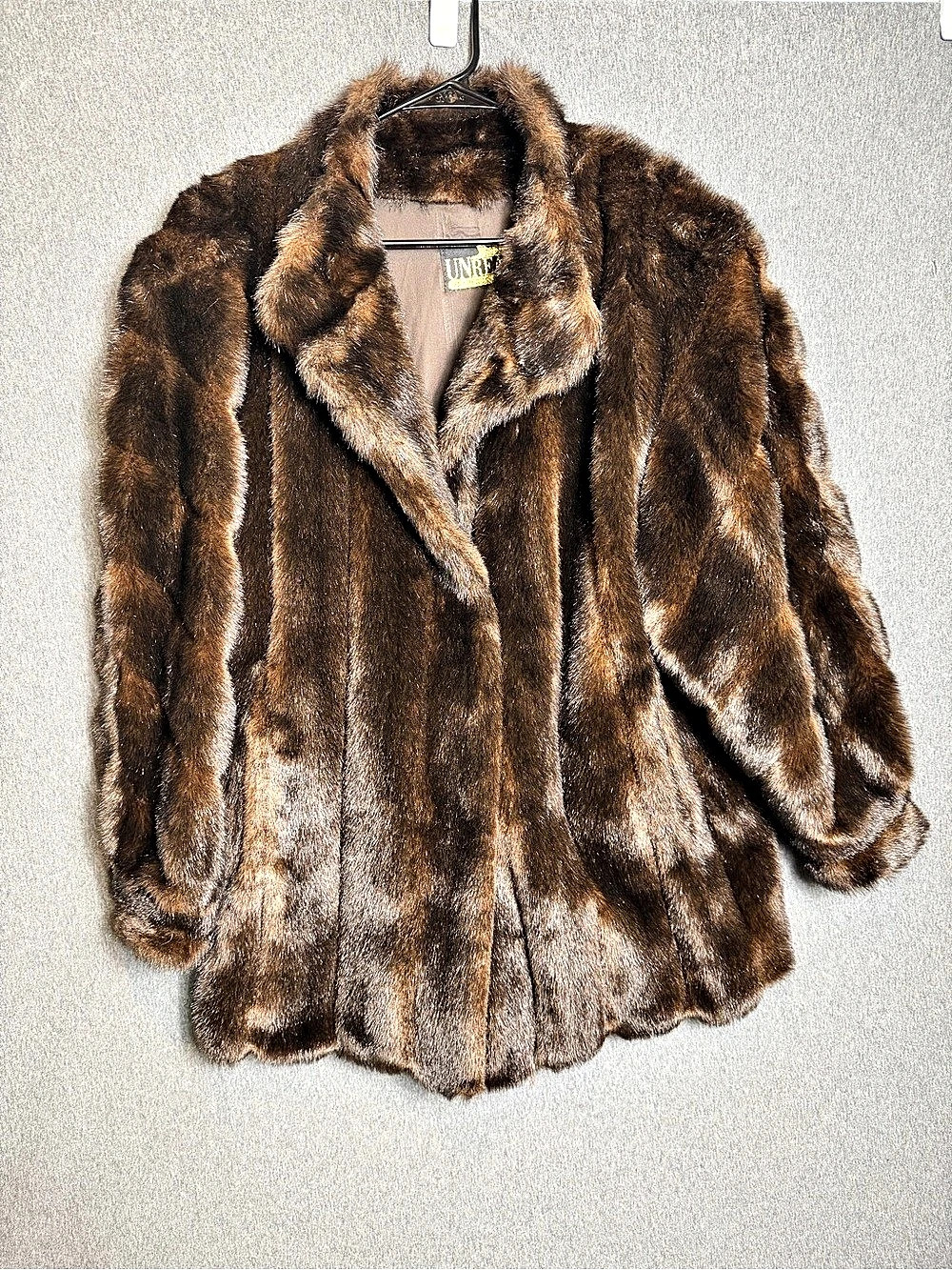 UNREAL FUR Faux Fur Coat Brown Size 14